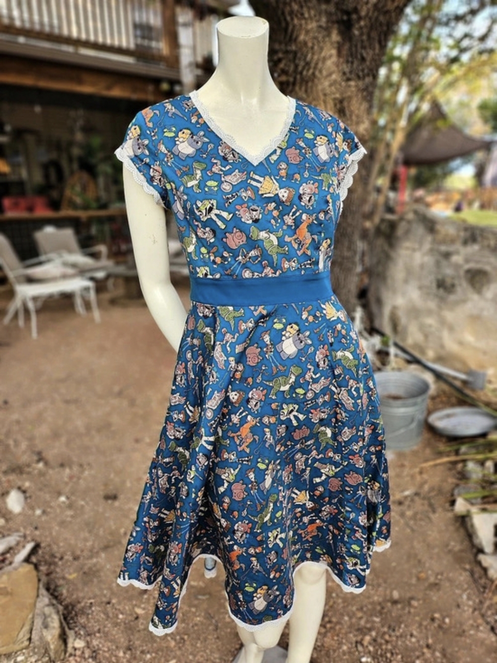 Disney The Dress Shop Blue Character Toy Story + Midi Swing Dress M